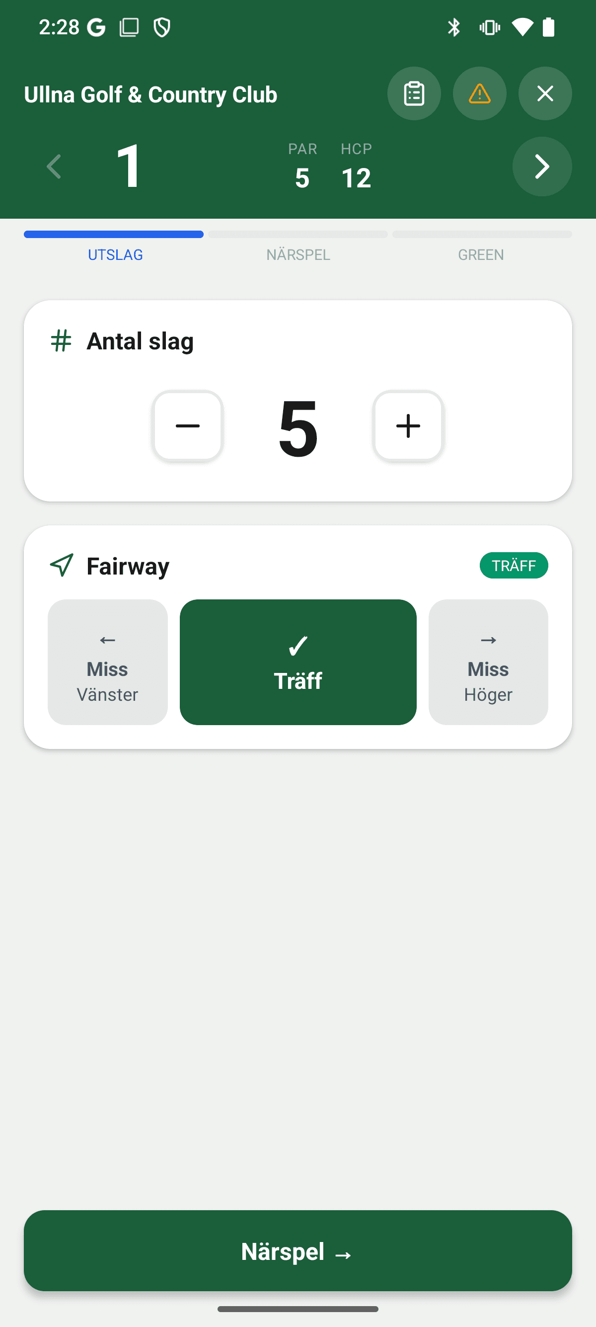YourGolf Player - digital scorecard during play