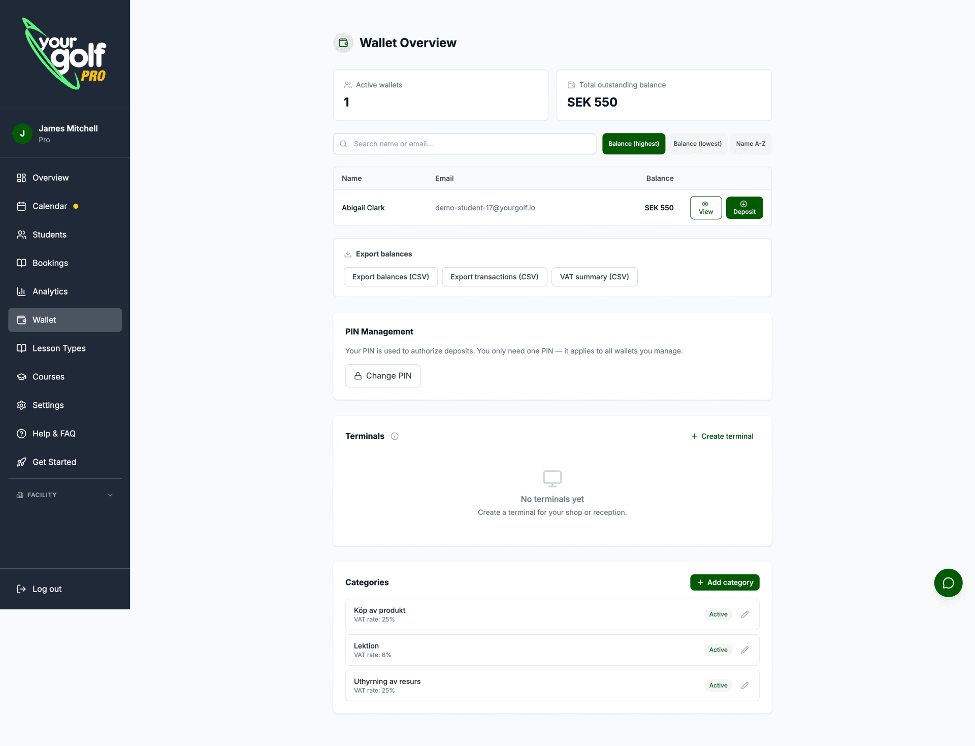 YourGolf Pro — financial overview