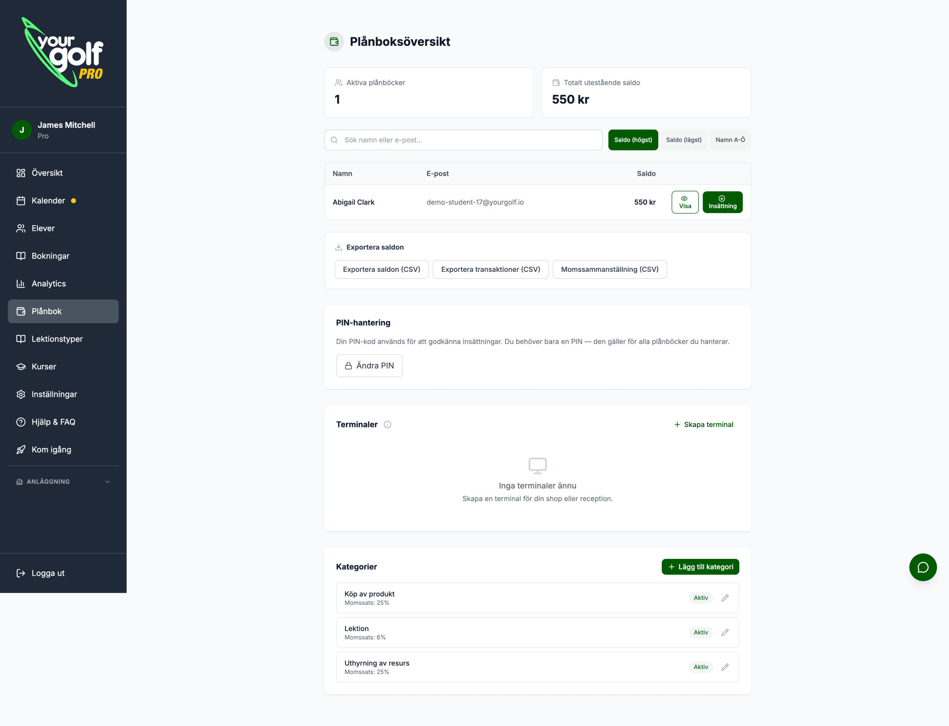 YourGolf Pro - ekonomisk översikt